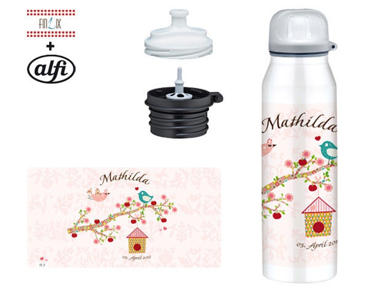 Alfi Isolierflasche personalisiert, Floral rosé Bild 1