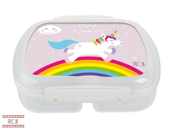 Personalised Girls UNICORN Lunch Box PRETTY School Snack Sandwich Pink  Lunchbox KS152 