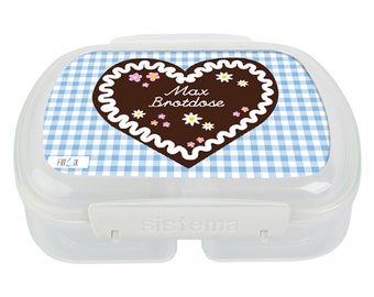 Lunch box personalized, with names, divided, gingerbread, lunch box, Oktoberfest, Vesper box, lunch box children, daycare, kindergarten, school enrollment