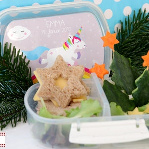 Cute unicorn lunch box with your name for school and kindergarten image 3