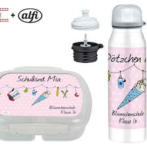 süßes Schul Set mit Trinkflasche und Dose Bild 1