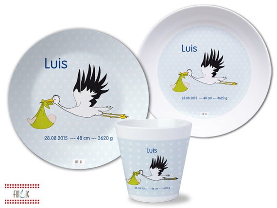 Vajilla infantil, plato infantil con nombre, personalizado, regalo de  bautizo, regalo de nacimiento, juego de vajilla infantil melamina, nombre,