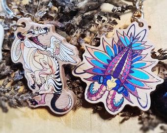 Thylacine & Anomalocaris - Wooden Keychains