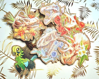 KRAFT Stickers - Dinosaurs and Flowers