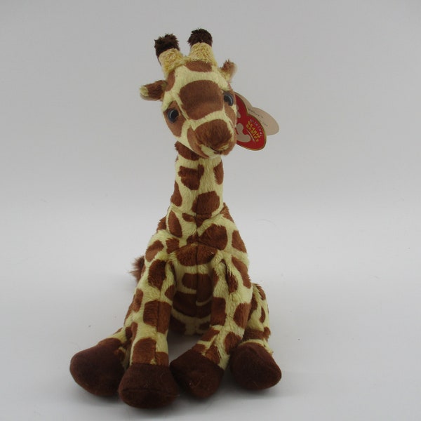 Jumpstart, Ty Beanie 6" Brown and Beige Giraffe, retired, new.