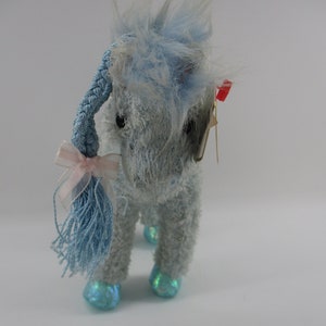 6&quot; Ty Beanie &quot;Charming&quot; Light Blue Horse with Braid, Bow and Shiny Hooves, retired, mint.
