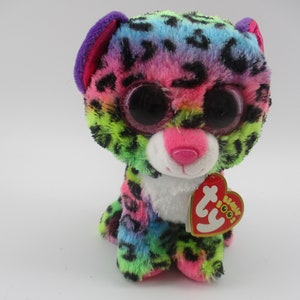 Dotty, 6&quot; Rainbow Leopard Big Cat Ty Beanie Boo, retired, new.