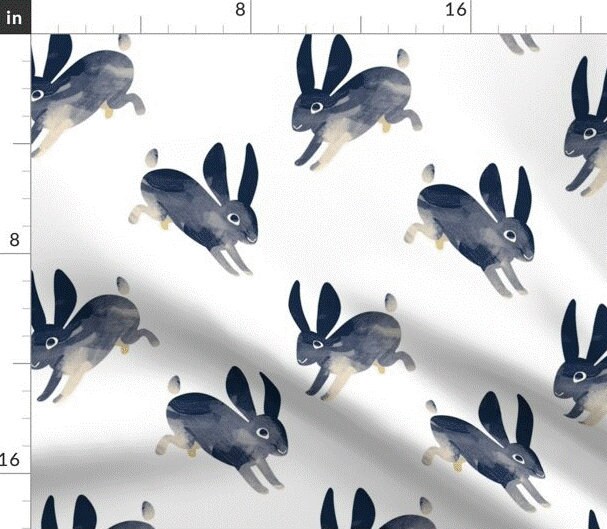 Navy Blue Bunny Rabbit on White Pillow Hand-sewn in - Etsy