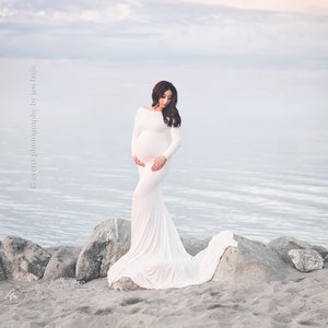 Maternity Gown for Photo Shoots • Fitted Maternity Dress • Krysten Gown • Long Sleeve Maternity Dress • Bridesmaid Maternity