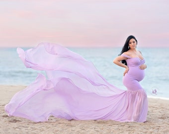 Mermaid Style Maternity Gown for Photo Shoots • Angela Gown • Slim Fit Maternity Dress • Maternity Photo Shoot Dress • by Sew Trendy