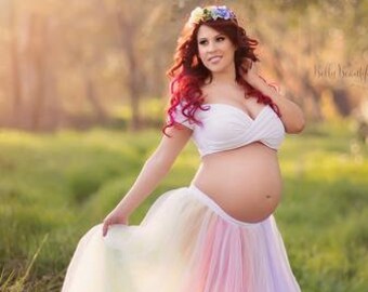 Rainbow maternity skirt online