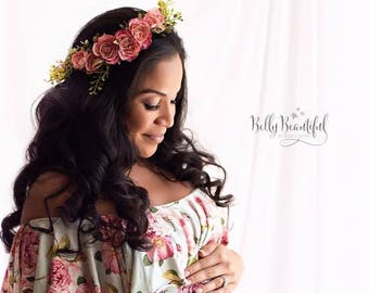 Brielle Floral Crown • Rose Flower Crown • Foliage Crown • Floral Halo • Wedding Crown | Ready To Ship