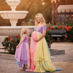 HOPE Gown Pastel Rainbow Maternity Gown Sheer Maternity Gown Rainbow Baby Gown Rainbow Dress Mult-Color Dress Maternity Photos image 2