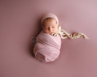 Mauve Newborn Wrap • Stretch Knit Wrap • Newborn Photography Prop • Swaddle Wrap • Stretchy Knit Layer • Ready To Ship
