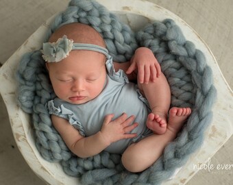 Ava Newborn Romper • Knit Flutter Romper • Sitter Romper • Newborn Photography Prop