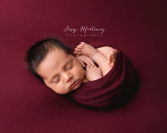 Wine Newborn Wrap • Stretch Knit Wrap • Newborn Photography Prop • Swaddle Wrap • Newborn Photo Prop | Ready To Ship