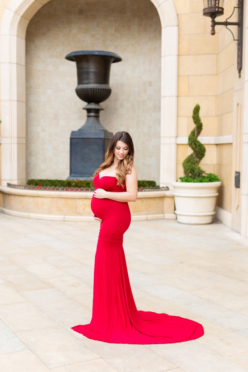 Slim Fit Maternity Gown for Photo Shoots Jessica Gown Sleeveless Maternity Gown Maternity Bridesmaid Dress image 5