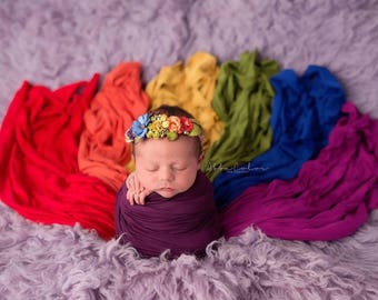 Rainbow Baby Wrap Set • Newborn Photography Prop • Stretch Wrap • Baby Wrap • READY TO SHIP