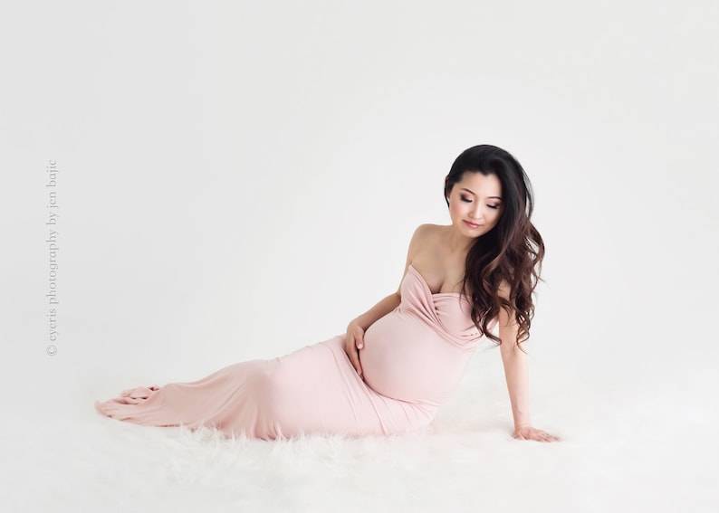 Slim Fit Maternity Gown for Photo Shoots Jessica Gown Sleeveless Maternity Gown Maternity Bridesmaid Dress image 1