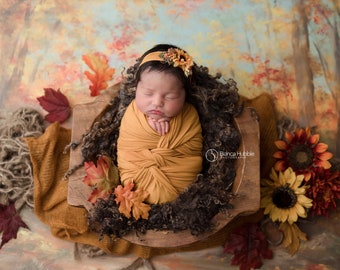 Gold Newborn Wrap • Mustard Newborn Wrap • Newborn Photo Prop • Swaddle Wrap • Stretchy Knit Layer | Ready To Ship