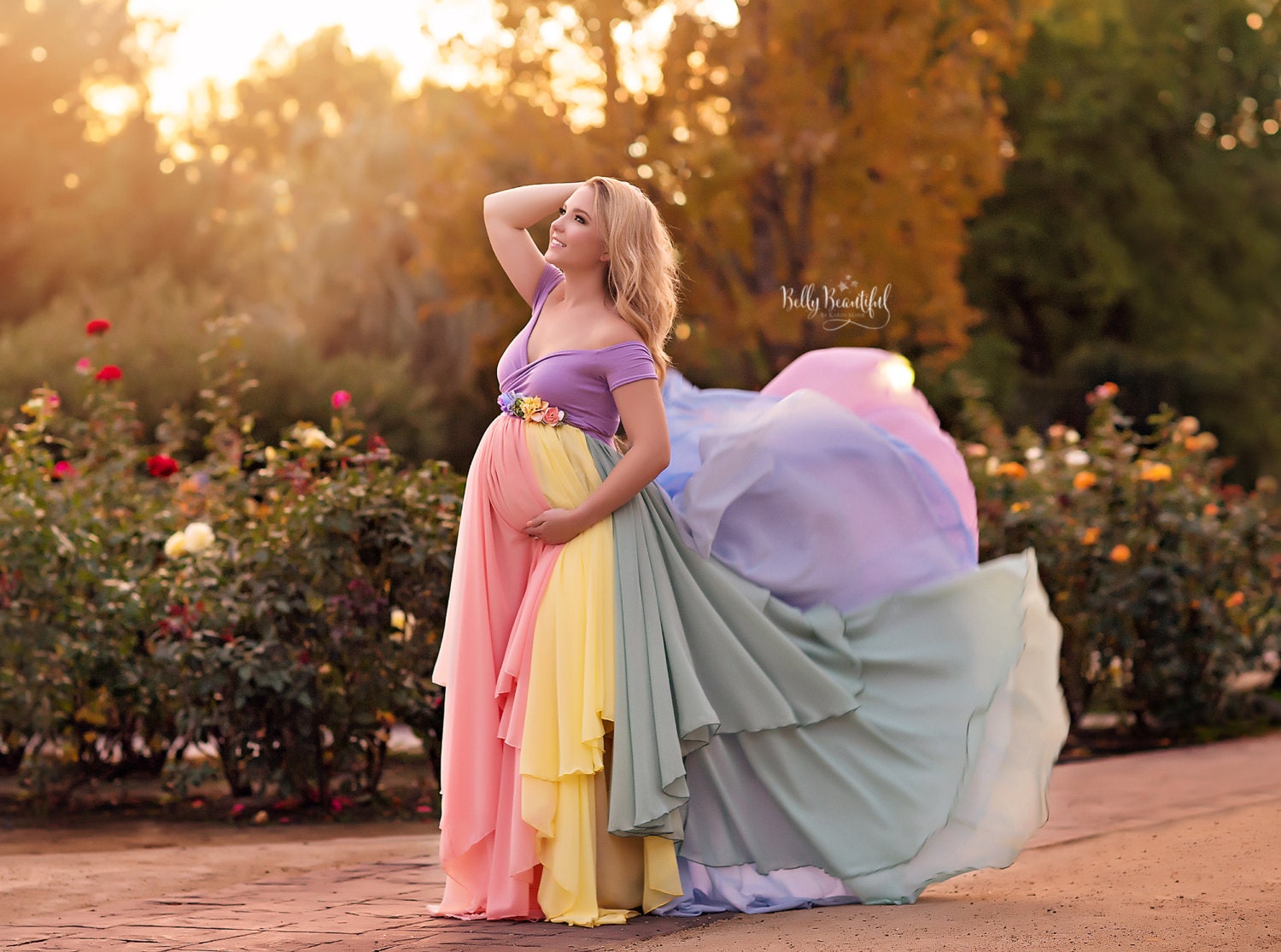 HOPE Gown pastel Rainbow Maternity Gown Sheer Maternity Gown