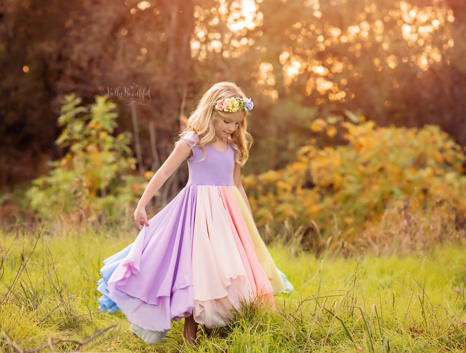 Evangeline Gown pastel Rainbow Baby Line Rainbow Girls - Etsy Canada