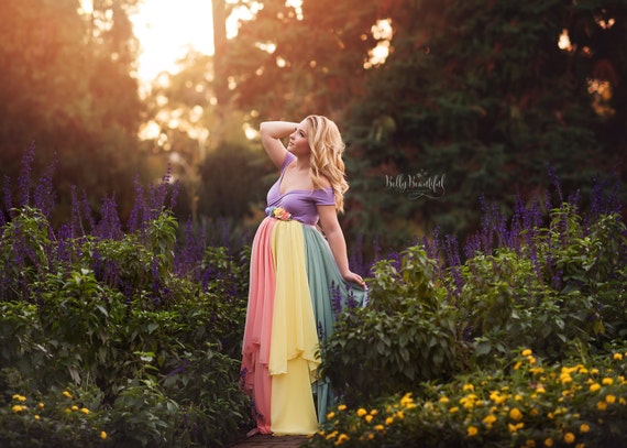 rainbow maternity dress