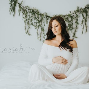 Miriam Gown • Long Sleeve Maternity Dress • Maternity Gown • Off the shoulder Maternity Gown • Maternity Photo Shoot