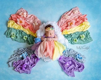 Rainbow Baby Newborn Wrap Set in Pastel • Newborn Photography Prop • Baby Wrap • Photo Prop | READY TO SHIP