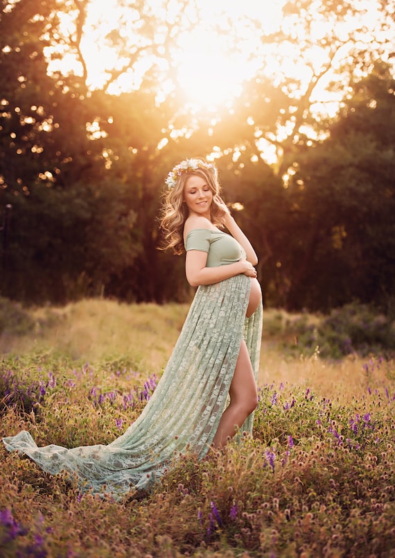 Maternity Gown Genell Gown Lace Maternity Dress Short Sleeve Maternity Gown  Sweetheart Neckline Maternity Gown Photo Shoot Dress -  Ireland