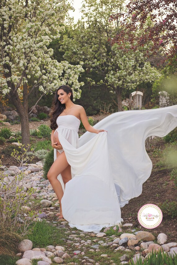 Maternity Gown Marissa Gown Long Maternity Dress Sheer Etsy