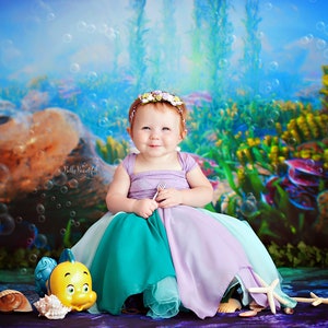 Rielle Toddler Princess Dress • The Little Mermaid Toddler Dress • Princess Baby Dress • Sitter Princess Dress • Princess Newborn Gown