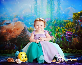 Rielle Toddler Princess Dress • The Little Mermaid Toddler Dress • Princess Baby Dress • Sitter Princess Dress • Princess Newborn Gown