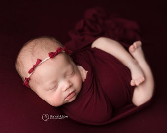 Burgundy Newborn Wrap • Stretch Knit Wrap • Newborn Photography Prop • Swaddle Wrap • Baby Wrap • Stretchy Knit Layer | Ready To Ship