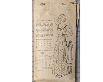 ORIGINAL New York (Syndicated) Sewing Pattern #467 - 1930s Misses' Beach Pajamas and Eton Jacket - Size 20 (Bust 38) - RARE