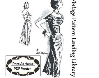 Ceil Chapman Spadea 1950s Cocktail Dress Vintage Sewing Patterns Hourglass Figure Bust 30 32 34 36 38 Sewing Fiber Craft Supplies Tools Aloli Ru