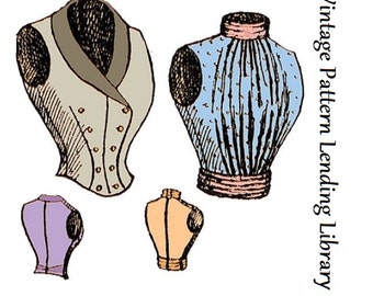 1890s Ladies Double Breasted & Full Vest - Victorian Era - Reproduction (ca. 1897) Sewing Pattern #E0672 - 36 Inch Bust