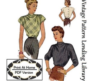1940s Ladies Cowl-style Neck Blouse 