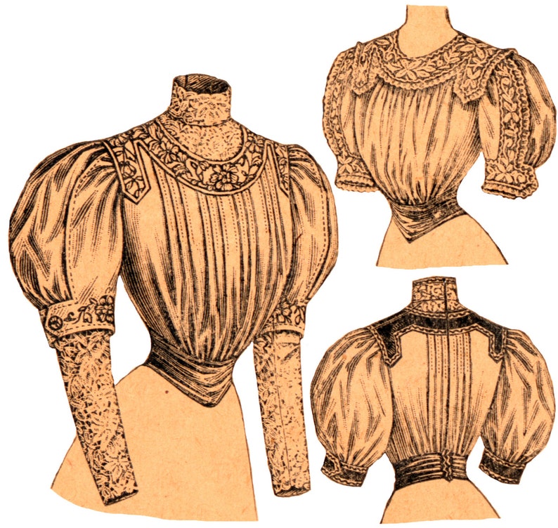 Edwardian Blouses |  Lace Blouses, Sweaters, Vests 1900s Ladies Blouse With Tucked Front - Reproduction Sewing Pattern #E9322 - 36 Inch Bust $17.00 AT vintagedancer.com