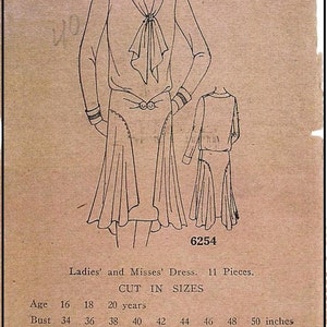 1920s Ladies Dress With Side Drapes Reproduction 1929 Sewing Pattern Z6254 40 Inch Bust image 2