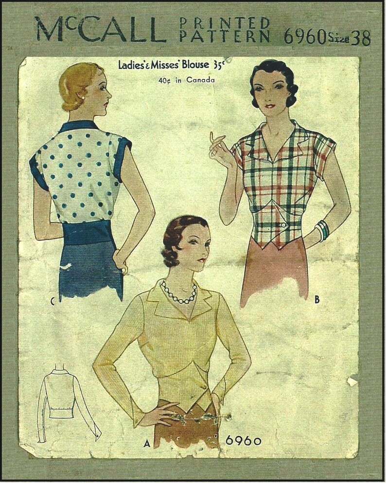 1930s Ladies Blouse in Vest Style Reproduction 1932 Sewing - Etsy