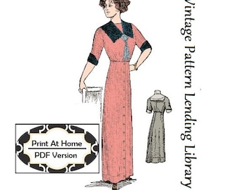 1912 Damen Semi-Prinzessin Kleid - SOFORTIGER DOWNLOAD - Reproduktion Schnittmuster #E7052 - 38 Inch Büste - PDF - Print At Home