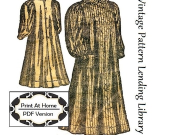 1890s Ladies Sack Apron -  INSTANT DOWNLOAD - Victorian Era Reproduction Sewing Pattern #E1140 - 36 Inch Bust - PDF - Print At Home