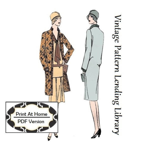 1920s Ladies Straight Coat With Optional Quilting - INSTANT DOWNLOAD - Reproduction 1929 Pattern #Z2545 - 36 Inch Bust - PDF - Print At Home