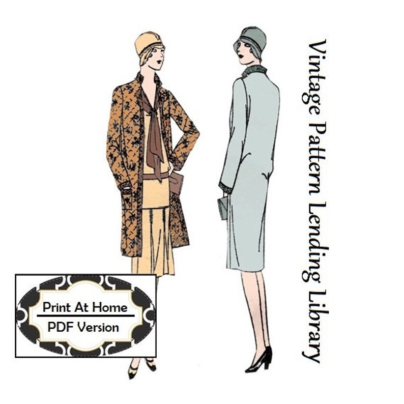 1920s Ladies Straight Coat With Optional Quilting INSTANT DOWNLOAD Reproduction 1929 Pattern Z2545 36 Inch Bust PDF Print At Home image 1