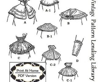 1890s Young Ladies Capelets, Collars and Cuff - INSTANT DOWNLOAD - 1894 Reproduction Sewing Pattern #E8264 - Size ExSm/Sm - Print At Home