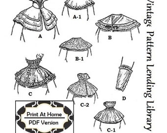 Jaren 1890 Jonge Dames Capelets, Kragen en Manchet - INSTANT DOWNLOAD - 1894 Reproductie Naaipatroon #E8264 - Maat ExSm/Sm - Print At Home