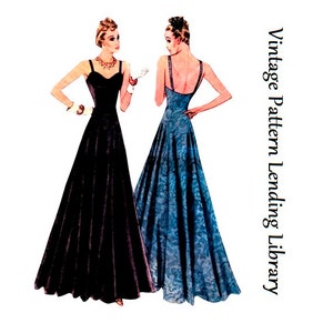 1930s Ladies Evening Gown With Sweetheart Neckline - Reproduction 1938 Sewing Pattern #T3027 - 32 Inch Bust