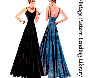 1930s Ladies Evening Gown With Sweetheart Neckline - Reproduction 1938 Sewing Pattern #T3027 - 32 Inch Bust