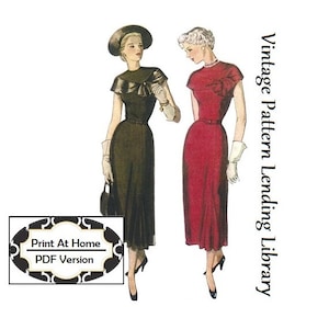 1940s Ladies Dress with Drape INSTANT DOWNLOAD Reproduction 1949 Sewing Pattern F2924 36 Inch Bust PDF Print At Home image 1